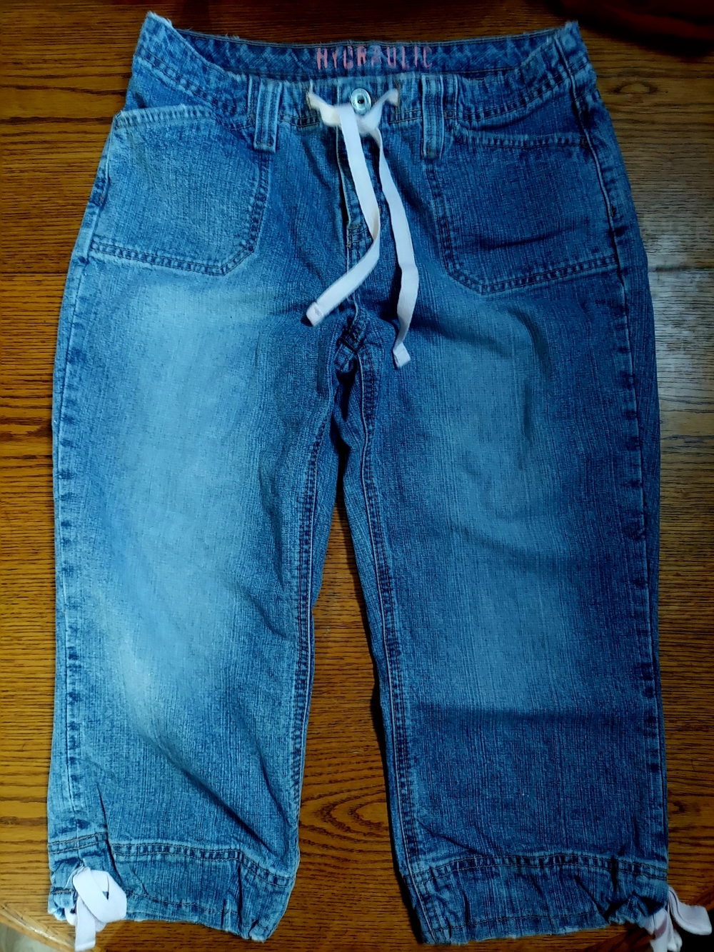 Hydraulic Women's Light Blue Drawstring Relaxed Crop Jeans